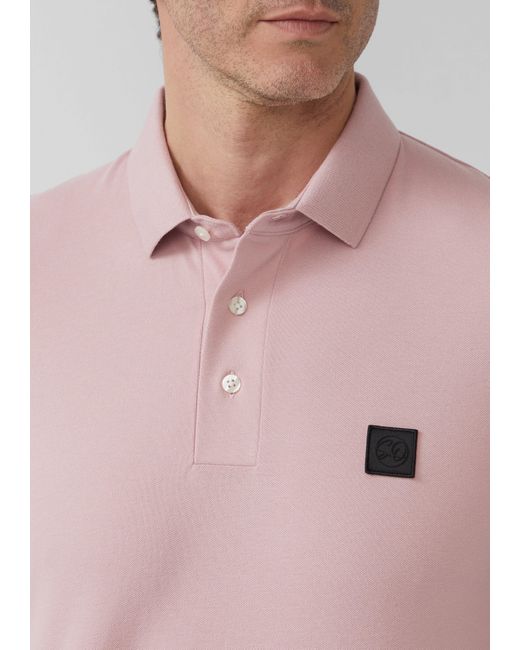 S.oliver S.Oliver BLACK Kurzarmshirt Piqué-Poloshirt aus Baumwollstretch mit Label-Patch in Pink für Herren