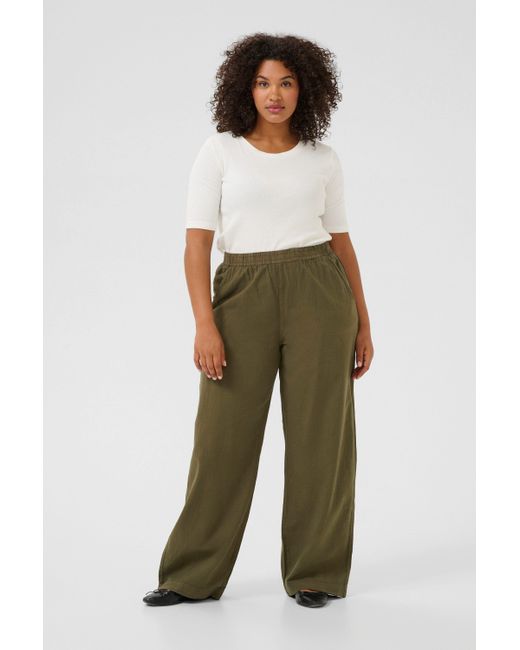 Kaffe Green Stoffhose Casual Hose KCnana Große Größen