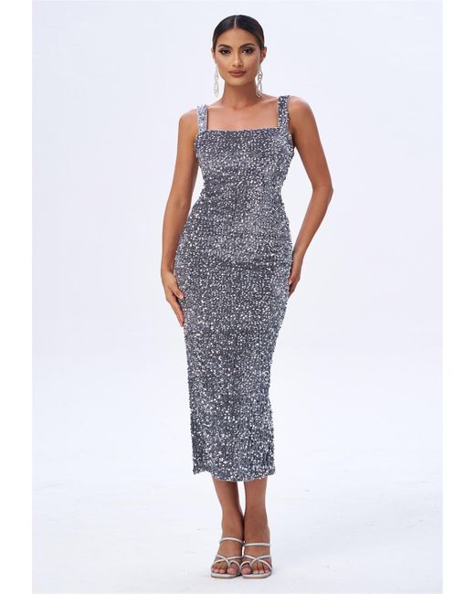 Moda Minx Blue Jerseykleid INDRE im glitzernden Design