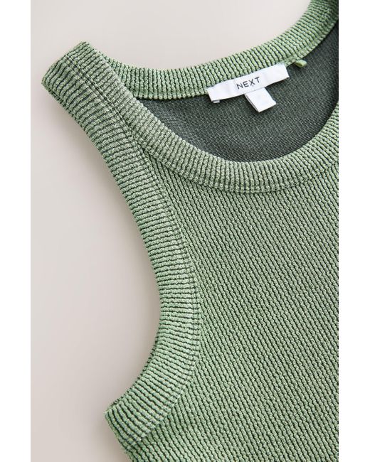 Next Green Trägertop Geripptes Metallic-Tanktop mit Racerback (1-tlg)