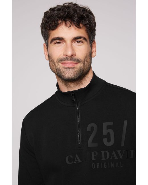 Camp David Sweater mit Zipper am Stehkragen in Black für Herren