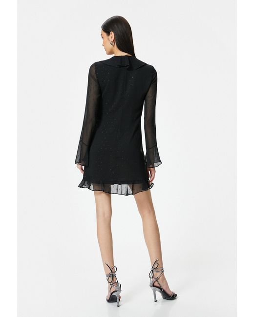 Koton Black Minikleid Mini Länge Fit & Flare Kleid