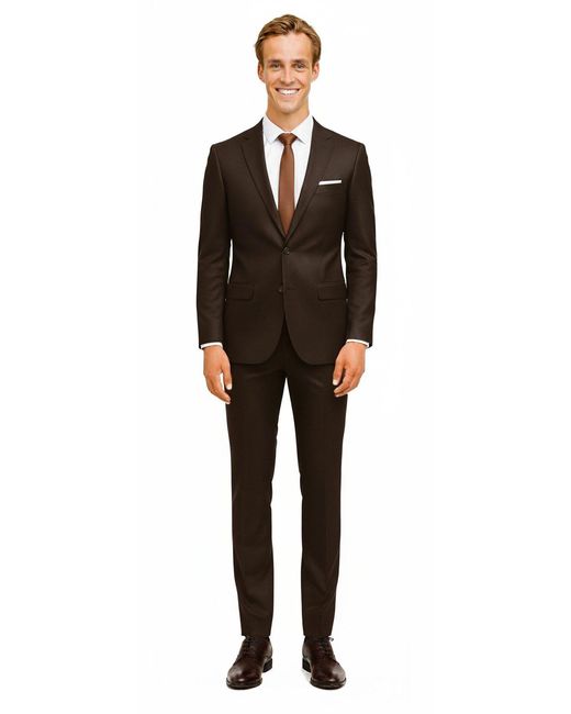 Freiherr von Falkenhausen Anzug S braun 100% "lusso extraleggera" slim fit / Super extra feine Schurwolle ca. 150 gramm in Black für Herren