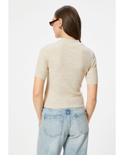 Koton Blue Kurzarmpullover Standkragen Mit Reißverschlussdetail