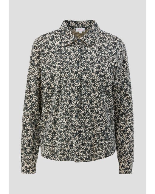 S.oliver Gray Langarmshirt Bluse aus Baumwollstretch