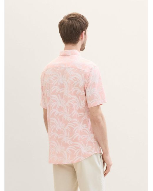 Tom Tailor Langarmhemd Kurzarmhemd mit Print in Pink für Herren