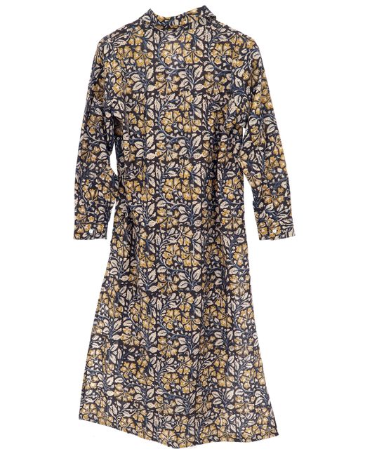 Guru-Shop Multicolor Midikleid Boho Hemdkleid, lange geschlitzte Tunika.. alternative Bekleidung