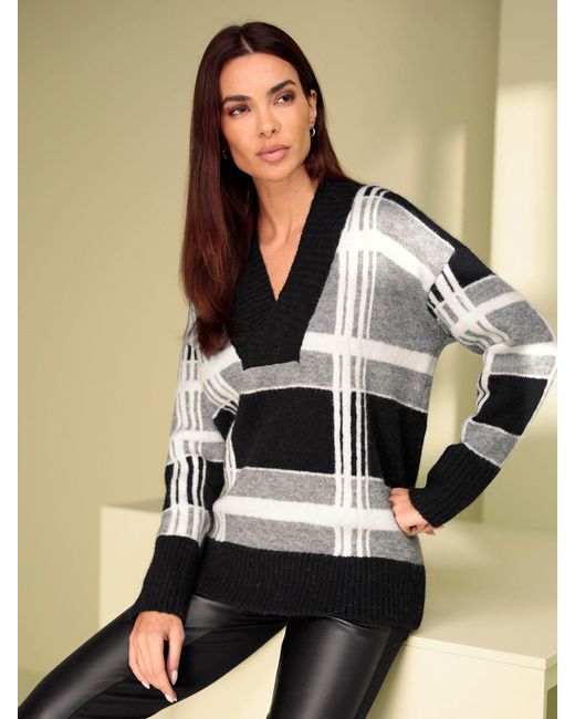 heine White Strickpullover V-Ausschnitt-Pullover