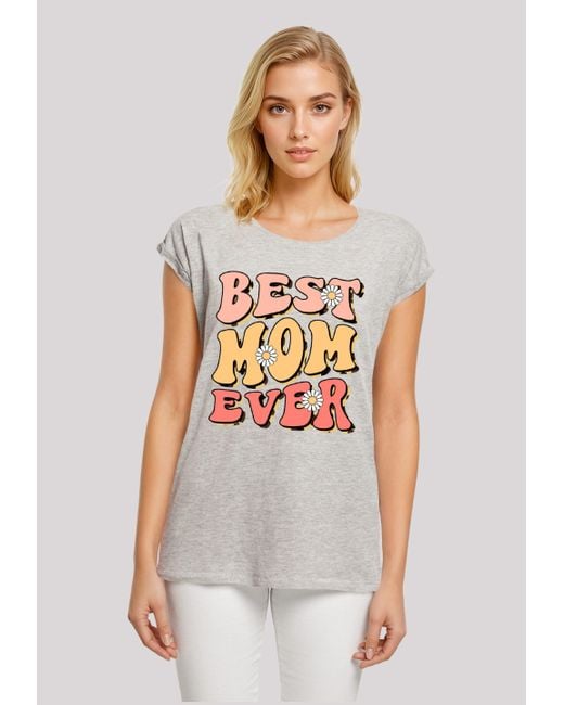 F4NT4STIC White Shirt Muttertag best mom ever Retro Blumenmuster Premium Qualität