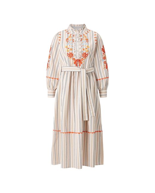 Rich & Royal White Midikleid maxi dress with embroidery organic
