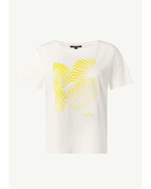 Comma, White Kurzarmshirt T-Shirt aus Modalmix Artwork