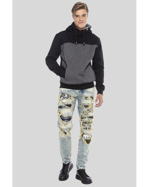 Cipo & Baxx Kapuzenpullover Sweatshirts im Kontrast-Look in Black für Herren