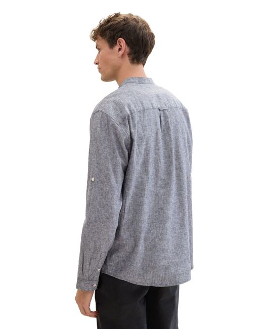 Tom Tailor Langarmhemd relaxed cotton linen tunic in Gray für Herren