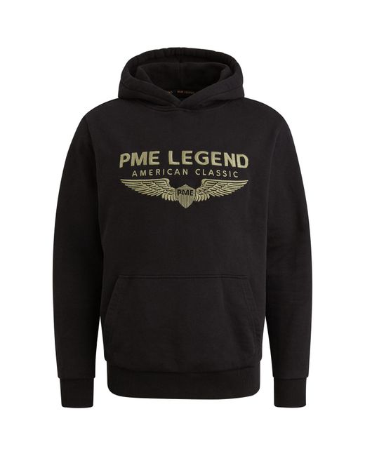 PME LEGEND Kapuzenpullover HOODED SOFT TERRY WITH LOGO aus Baumwollmix in Black für Herren