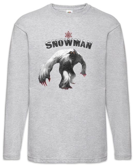 Urban Backwoods Langarmshirt Yeti II Langarm T-Shirt Monster Bigfoot Creature Sasquatch Nepal Ape in Gray für Herren