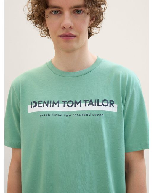 Tom Tailor T-Shirt mit Logo Print in Green für Herren