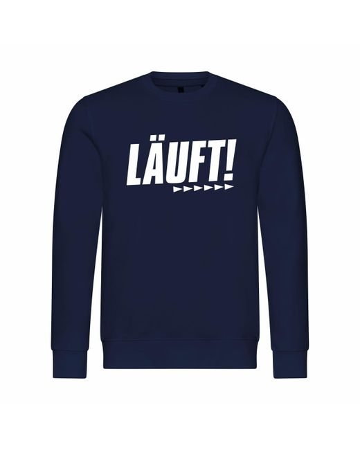 deinshirt Rundhalspullover Pullover Läuft Mit Print Motiv, Grafik in Blue für Herren