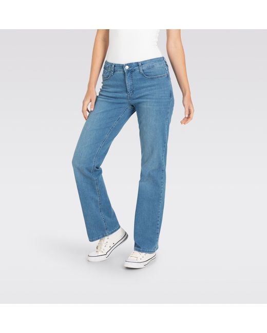 M·a·c Blue Bequeme Flared Fit Jeans aus Authentic Stretch Denim i (1-tlg) Five Pockets