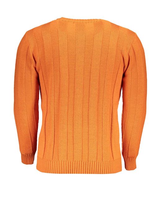 U.S. Grand Polo Strickpullover Hochwertiger pullover Orange mit Kontrastdetails und Rundhals für Herren