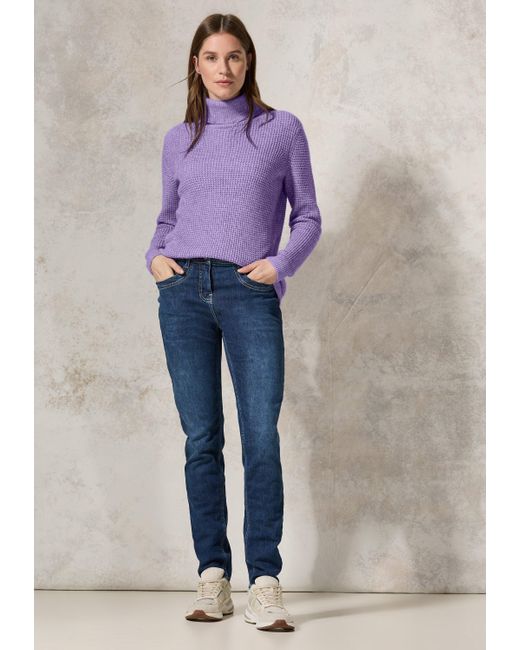 Cecil Purple Rollkragenpullover im soften Baumwoll-Mix