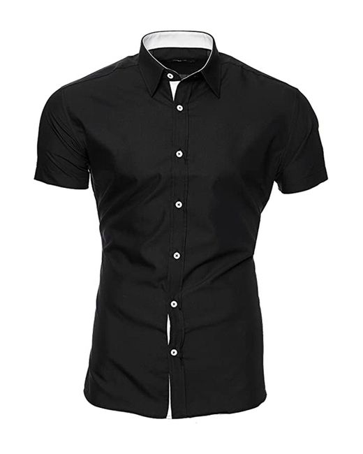 JMIERR Businesshemd Hemd Freizeithemd Business Formales Sommerhemd in Black für Herren