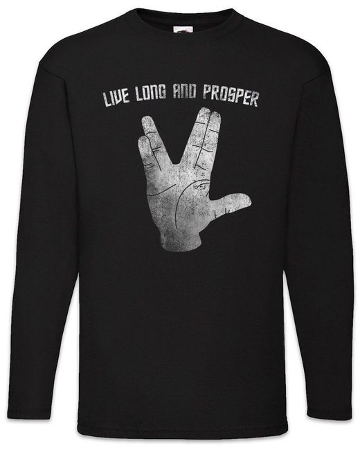 Urban Backwoods Langarmshirt Live Long And Prosper II Langarm T-Shirt Starfleet Enterprise Vulcan in Black für Herren