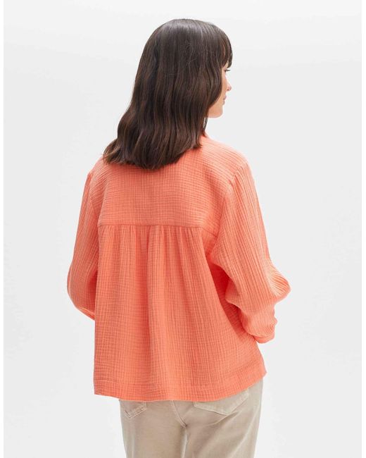 Opus Orange Kurzarmbluse Hemdbluse Fukida gerader Schnitt