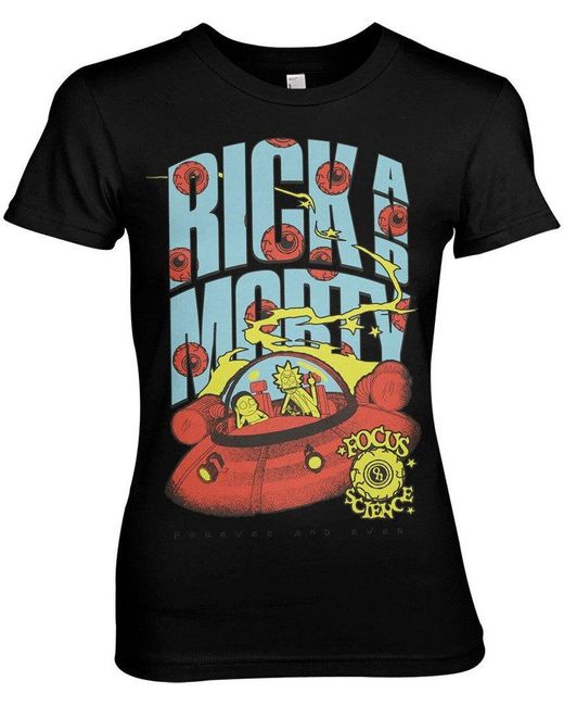 Rick And Morty Black T-Shirt Focus On Science Girly Tee