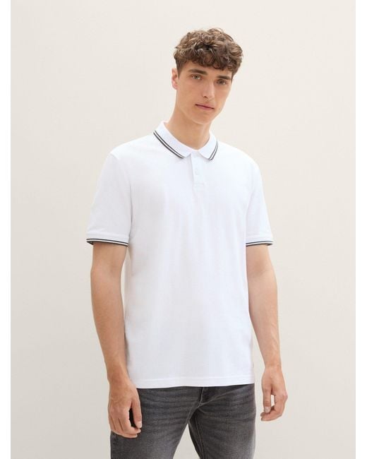 Tom Tailor Basic Poloshirt in White für Herren