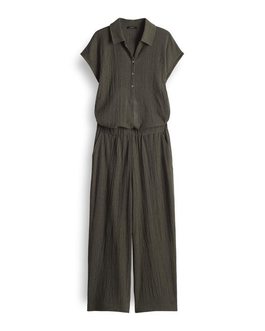 Opus Green Jumpsuit MELTI POLO Relaxed in dynamischer Crash Optik Webware