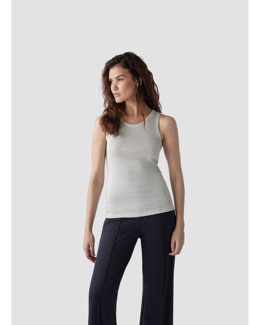 Le Comte White Longtop Ripp-Top mit Glanz-Effekt
