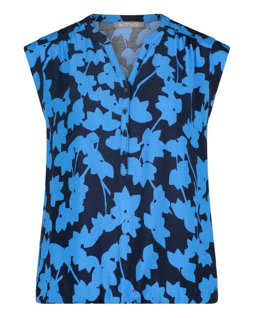 BETTY&CO Blusenshirt Bluse Kurz ohne Arm, Dark /Blue
