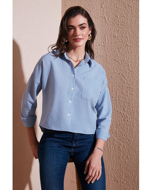 LELA Blue Longbluse Regular Fit (1-tlg)