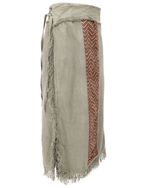 Guru-Shop Natural Minirock Boho Wickelrock mit druck und Fransen -.. alternative Bekleidung