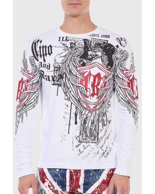 Cipo & Baxx Sweater Sweatshirts mit trendigen Print in White für Herren