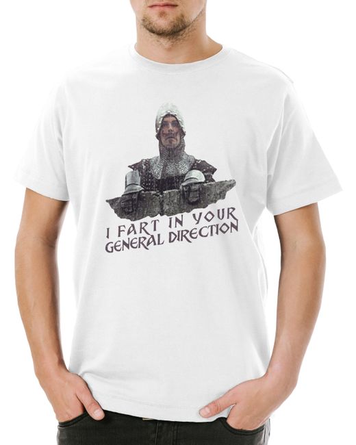 Urban Backwoods Print- I Fart In Your General Direction T-Shirt Monty Fun NI Python in White für Herren
