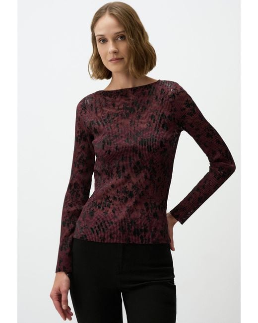 Jimmy Key Purple Blusentop Burgunderrot Strukturiert Gemustert Bluse