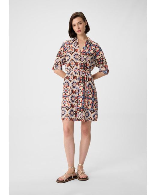 comma casual identity Multicolor Minikleid Midi-Hemdblusenkleid mit All-over-Print