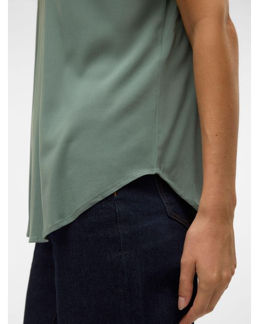Vero Moda Green Blusenshirt Bluse Kurzarm Rundhals Basic Regular Fit VMBELLA SS TOP WVN GA NOOS