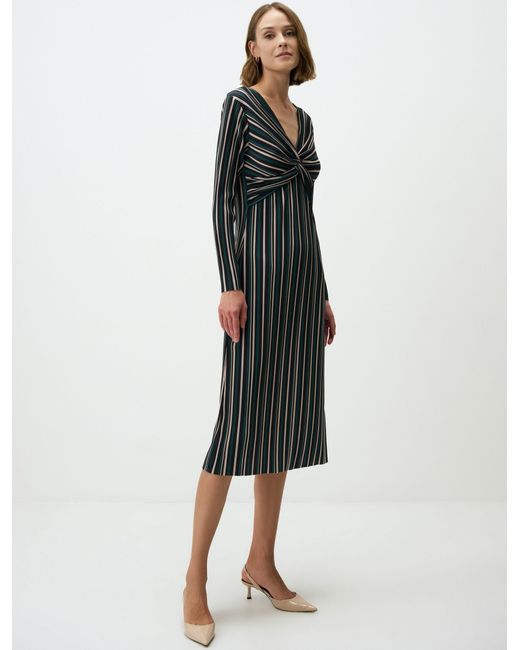 Jimmy Key White Minikleid Gestreift Twist Vorne Midi Kleid
