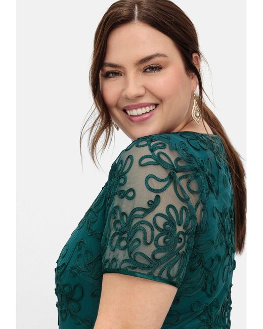 Sheego Green Abendkleid Große Größen aus Mesh, mit Zierborten