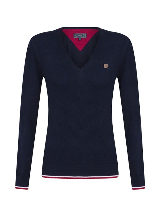 Sir Raymond Tailor Blue Strickpullover Pergusars mit elegantem V-Ausschnitt