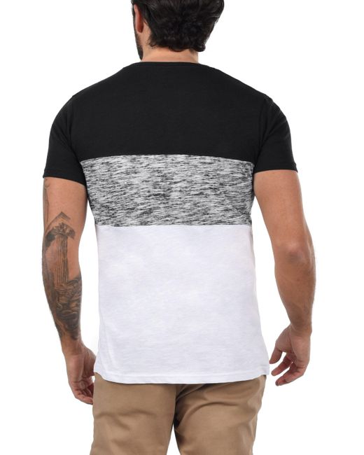 Solid Rundhalsshirt SDSinor T-Shirt mit Color Block in Black für Herren