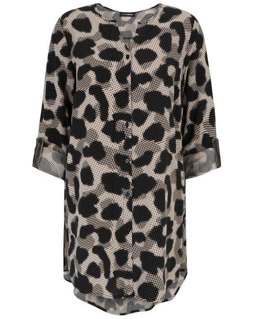 Doris Streich Black Klassische Bluse mit Leo-Print