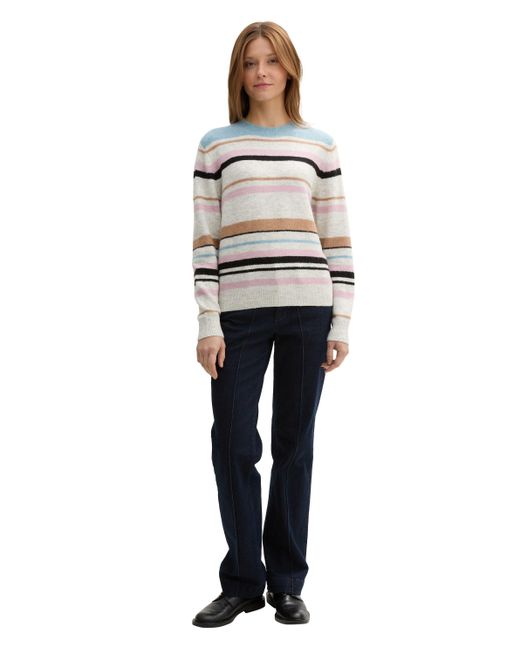 Tom Tailor Gray Strickpullover mit Streifenmuster