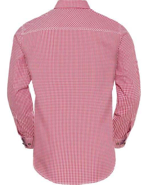 Hinterstoisser Trachtenhemd mit klassischem Kent-Kragen in Pink für Herren
