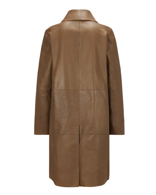 Milestone Brown Ledermantel MSZora mit zweirehiger Knopfleiste aus feinem Nappaleder