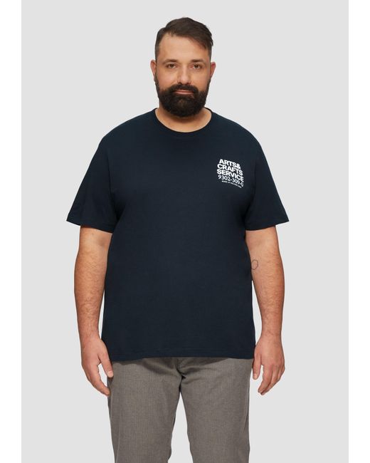 S.oliver Kurzarmshirt T-Shirt mit Crew Neck und Frontprint Artwork in Blue für Herren