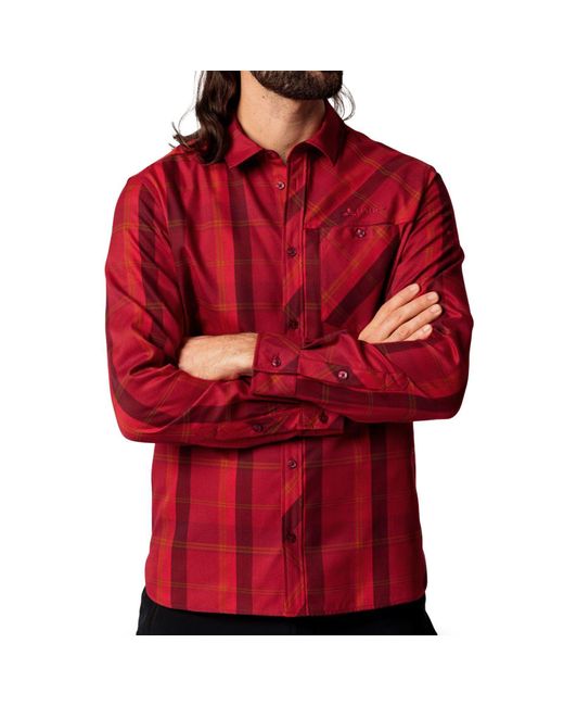 Vaude Funktionshemd Men ́s Neshan LS Shirt IV mit modischem Karomuster in Red für Herren