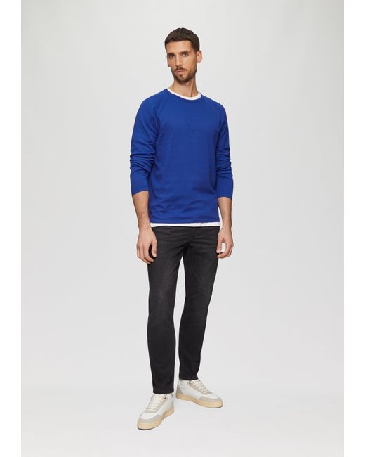 S.oliver Strickpullover Feinstrickpullover mit Raglanärmeln Logo in Blue für Herren